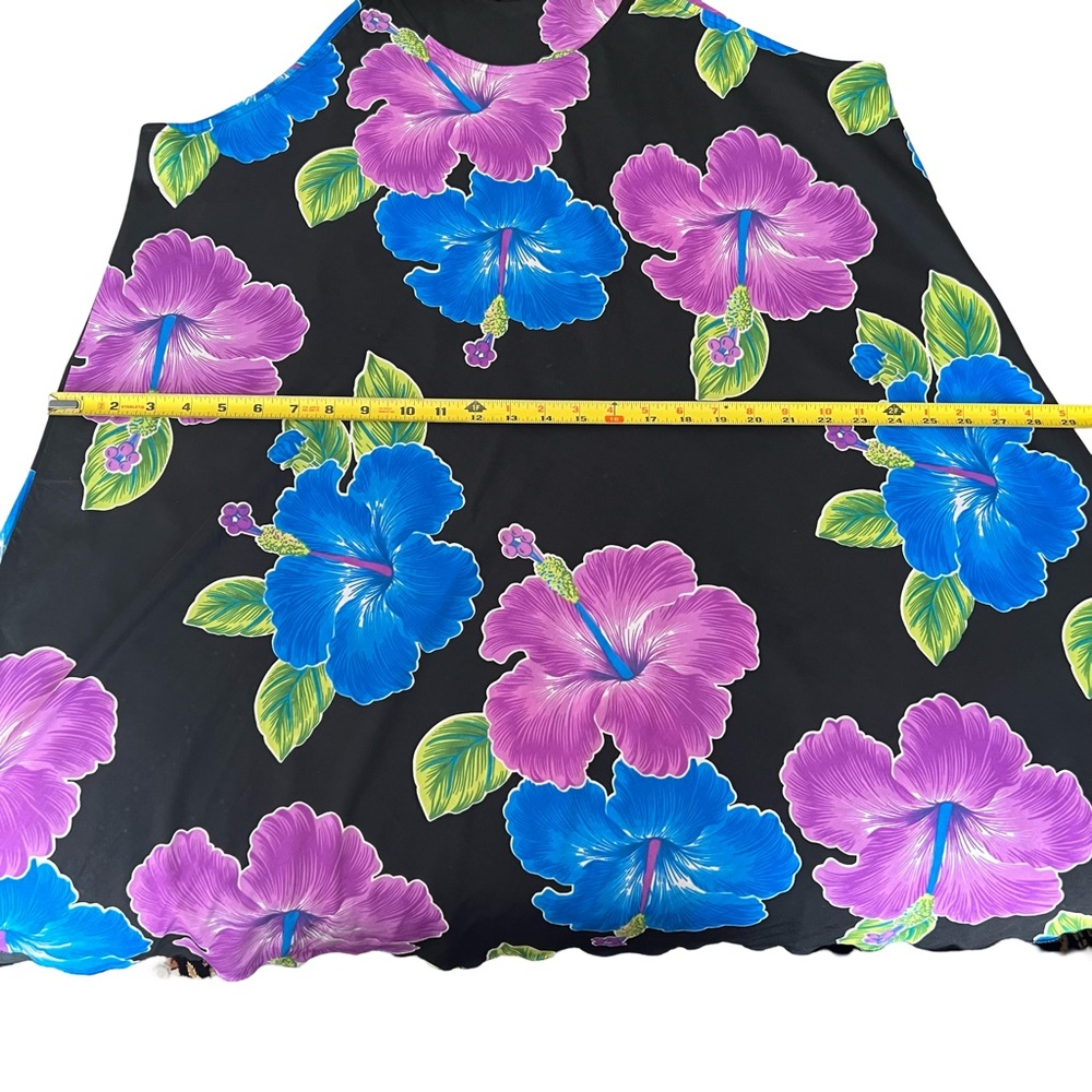Beautiful Floral Sleeveless Slip Dress Features Bright Purple and Blue Orchids. - Picture 5 of 6